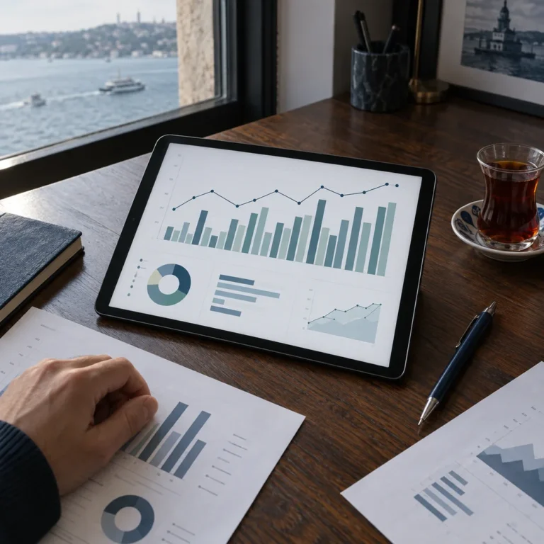 Tablet ve basılı raporlarda SEO ölçümünü temsil eden grafikler